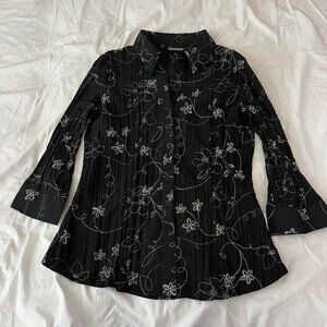 black office siren button up
